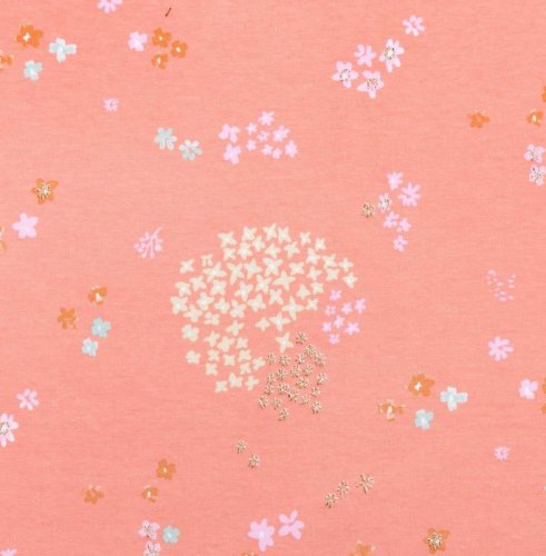 Jersey - Blumen - rosa metallic - Crafted Nature - Rico Design